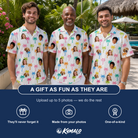 Friends in matching Men's Jungle Jive Custom Face Hawaiian Shirt — a group gift photo