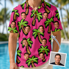 Man wearing Men's Sunset Plumeria Custom Face Polo Shirt — custom faces printed all-over