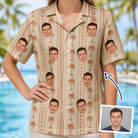 Woman wearing Women's Orchid Oasis Custom Face Hawaiian Shirt — custom faces printed all-over