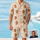 Man wearing Men's Orchid Oasis Custom Face Shirt & Shorts Set — custom faces printed all-over