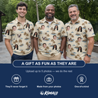 Friends in matching Men's Botanical Breeze Custom Face Polo Shirt — a group gift photo
