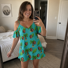 Real-life photo of someone wearing Women's Canopy Cabana Custom Face Off-Shoulder Dress — custom faces printed all-over