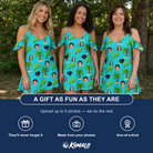Friends in matching Women's Canopy Cabana Custom Face Off-Shoulder Dress — a group gift photo