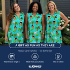 Friends in matching Women's Canopy Cabana Custom Face V-Neck Dress — a group gift photo
