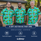 Friends in matching Men's Canopy Cabana Custom Face Polo Shirt — a group gift photo