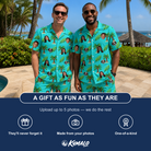 Friends in matching Men's Canopy Cabana Custom Face Shirt & Shorts Set — a group gift photo