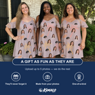Friends in matching Women's Leafy Lei Custom Face Off-Shoulder Dress — a group gift photo