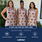Friends in matching Women's Leafy Lei Custom Face V-Neck Dress — a group gift photo