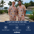 Friends in matching Men's Leafy Lei Custom Face Shirt & Shorts Set — a group gift photo