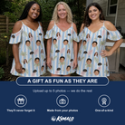 Friends in matching Women's Frond Fandango Custom Face Off-Shoulder Dress — a group gift photo