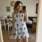 Real-life photo of someone wearing Women's Frond Fandango Custom Face Tank Dress — custom faces printed all-over