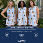 Friends in matching Women's Frond Fandango Custom Face V-Neck Dress — a group gift photo