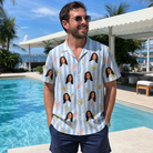 Real-life photo of someone wearing Men's Frond Fandango Custom Face Hawaiian Shirt — custom faces printed all-over