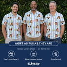 Friends in matching Men's Frond Fandango Custom Face Polo Shirt — a group gift photo