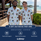 Friends in matching Men's Frond Fandango Custom Face Shirt & Shorts Set — a group gift photo