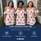 Friends in matching Women's Bubblegum Ballerinas Custom Face Off-Shoulder Dress — a group gift photo