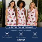 Friends in matching Women's Bubblegum Ballerinas Custom Face V-Neck Dress — a group gift photo