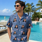 Real-life photo of someone wearing Men's Longneck Lollies Custom Face Hawaiian Shirt — custom faces printed all-over