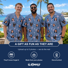 Friends in matching Men's Longneck Lollies Custom Face Hawaiian Shirt — a group gift photo
