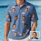 Man wearing Men's Longneck Lollies Custom Face Polo Shirt — custom faces printed all-over