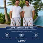 Friends in matching Men's Stilt Spritz Custom Face Beach Shorts — a group gift photo