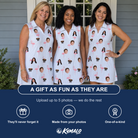 Friends in matching Women's Stilt Spritz Custom Face V-Neck Dress — a group gift photo