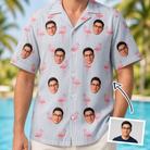Man wearing Men's Stilt Spritz Custom Face Hawaiian Shirt — custom faces printed all-over