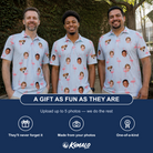Friends in matching Men's Stilt Spritz Custom Face Polo Shirt — a group gift photo