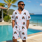 Real-life photo of someone wearing Men's Stilt Spritz Custom Face Shirt & Shorts Set — custom faces printed all-over