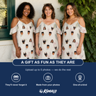 Friends in matching Women's Tropical Tippytoes Custom Face Off-Shoulder Dress — a group gift photo