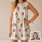 Woman wearing Women's Tropical Tippytoes Custom Face Tank Dress — custom faces printed all-over