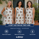 Friends in matching Women's Tropical Tippytoes Custom Face V-Neck Dress — a group gift photo
