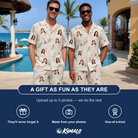 Friends in matching Men's Tropical Tippytoes Custom Face Shirt & Shorts Set — a group gift photo