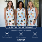 Friends in matching Women's Flamingo Fizz Custom Face V-Neck Dress — a group gift photo
