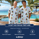 Friends in matching Men's Flamingo Fizz Custom Face Shirt & Shorts Set — a group gift photo