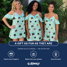Friends in matching Women's Roseate Runners Custom Face Off-Shoulder Dress — a group gift photo