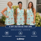 Friends in matching Women's Roseate Runners Custom Face V-Neck Dress — a group gift photo