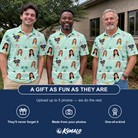Friends in matching Men's Roseate Runners Custom Face Polo Shirt — a group gift photo