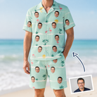 Man wearing Men's Roseate Runners Custom Face Shirt & Shorts Set — custom faces printed all-over