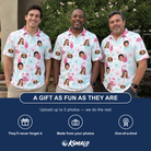 Friends in matching Men's Pink Pours Custom Face Polo Shirt — a group gift photo
