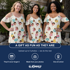 Friends in matching Women's Rosy Rafties Custom Face Off-Shoulder Dress — a group gift photo