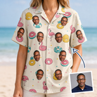 Woman wearing Women's Rosy Rafties Custom Face Hawaiian Shirt — custom faces printed all-over