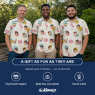 Friends in matching Men's Rosy Rafties Custom Face Polo Shirt — a group gift photo