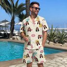 Real-life photo of someone wearing Men's Rosy Rafties Custom Face Shirt & Shorts Set — custom faces printed all-over