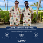Friends in matching Men's Rosy Rafties Custom Face Shirt & Shorts Set — a group gift photo