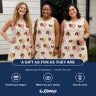 Friends in matching Women's Hibiscus Hustle Custom Face Tank Dress — a group gift photo