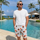 Real-life photo of someone wearing Men's Hooked Brims Custom Face Beach Shorts — custom faces printed all-over