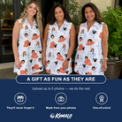 Friends in matching Women's Hooked Brims Custom Face V-Neck Dress — a group gift photo