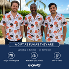Friends in matching Men's Hooked Brims Custom Face Hawaiian Shirt — a group gift photo