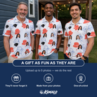 Friends in matching Men's Hooked Brims Custom Face Polo Shirt — a group gift photo